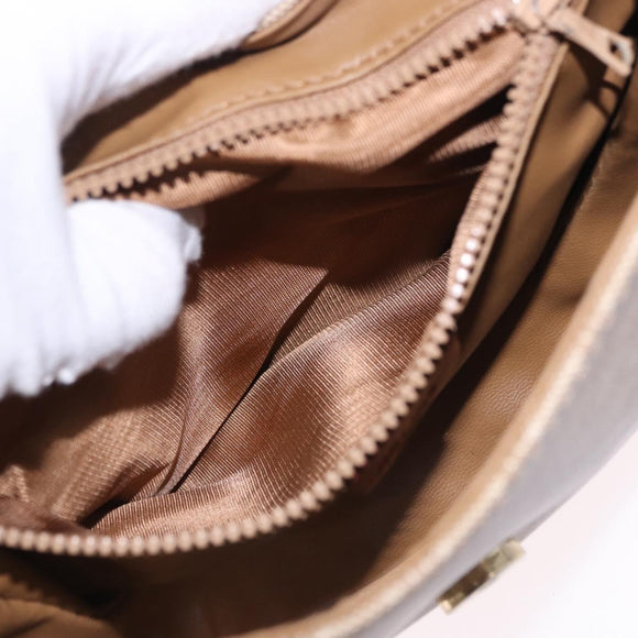 CELINE Macadam Canvas Shoulder Bag PVC Beige Gold Auth 197832A