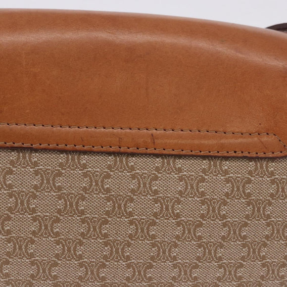 CELINE Macadam Canvas Shoulder Bag PVC Beige Gold Auth 197832A
