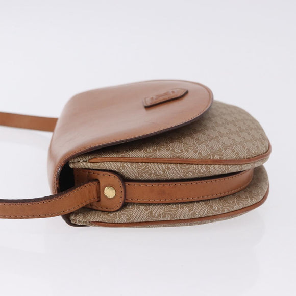CELINE Macadam Canvas Shoulder Bag PVC Beige Gold Auth 197832A