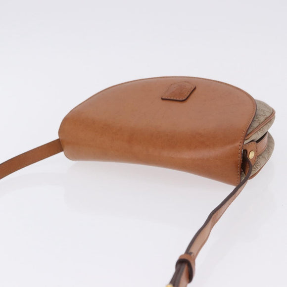 CELINE Macadam Canvas Shoulder Bag PVC Beige Gold Auth 197832A