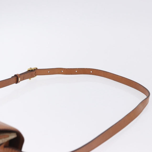 CELINE Macadam Canvas Shoulder Bag PVC Beige Gold Auth 197832A