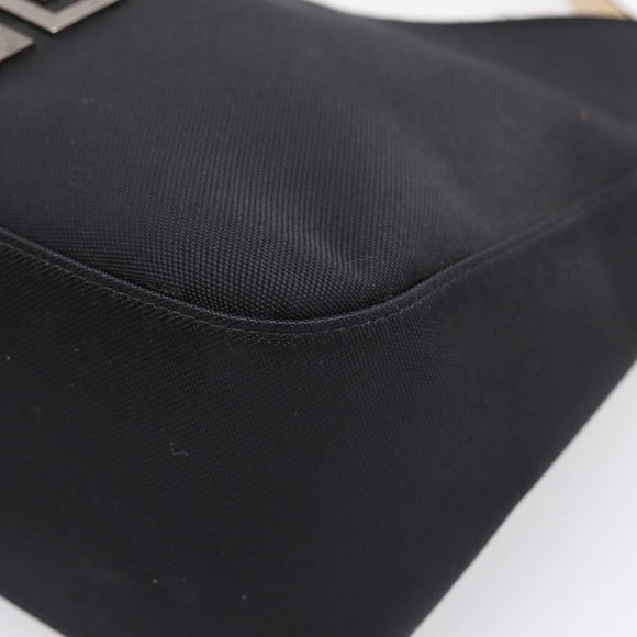 GIVENCHY Hand Bag Nylon Black Silver Auth 197834