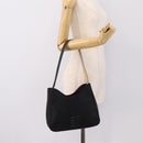 GIVENCHY Hand Bag Nylon Black Silver Auth 197834-23
