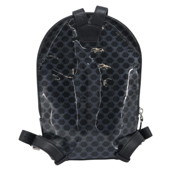 CELINE Macadam Canvas Backpack Vinyl Black Silver Auth 197837