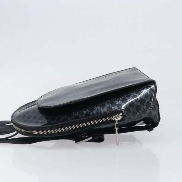 CELINE Macadam Canvas Backpack Vinyl Black Silver Auth 197837