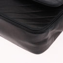 CHANEL Mademoiselle Chain Shoulder Bag Lamb Skin Black Gold CC Auth 197842-14