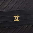 CHANEL Mademoiselle Chain Shoulder Bag Lamb Skin Black Gold CC Auth 197842-17