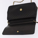 CHANEL Mademoiselle Chain Shoulder Bag Lamb Skin Black Gold CC Auth 197842-18
