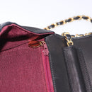 CHANEL Mademoiselle Chain Shoulder Bag Lamb Skin Black Gold CC Auth 197842-21