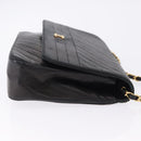 CHANEL Mademoiselle Chain Shoulder Bag Lamb Skin Black Gold CC Auth 197842-3