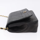 CHANEL Mademoiselle Chain Shoulder Bag Lamb Skin Black Gold CC Auth 197842-4