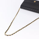 CHANEL Mademoiselle Chain Shoulder Bag Lamb Skin Black Gold CC Auth 197842-7