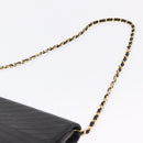 CHANEL Mademoiselle Chain Shoulder Bag Lamb Skin Black Gold CC Auth 197842-8