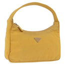 PRADA Hand Pouch Nylon Yellow Silver Auth 197846-1