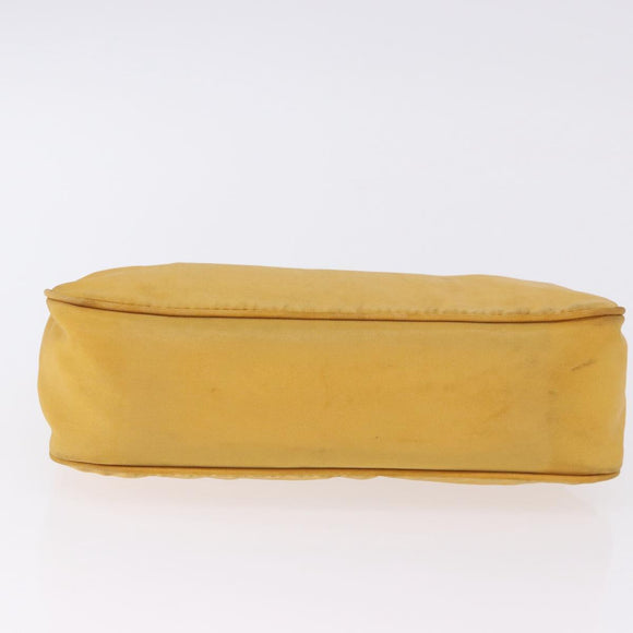 PRADA Hand Pouch Nylon Yellow Silver Auth 197846