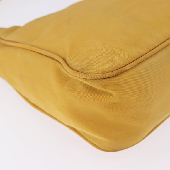 PRADA Hand Pouch Nylon Yellow Silver Auth 197846