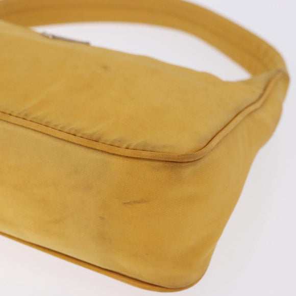 PRADA Hand Pouch Nylon Yellow Silver Auth 197846