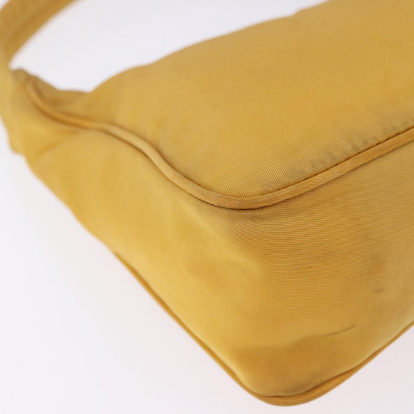 PRADA Hand Pouch Nylon Yellow Silver Auth 197846