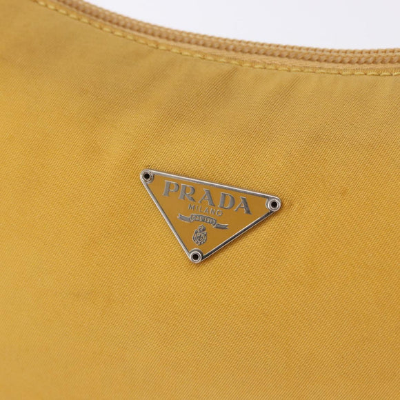 PRADA Hand Pouch Nylon Yellow Silver Auth 197846