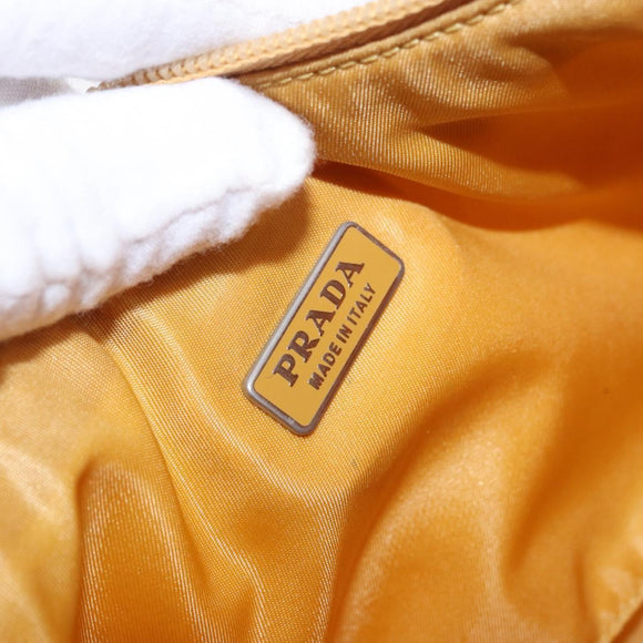 PRADA Hand Pouch Nylon Yellow Silver Auth 197846