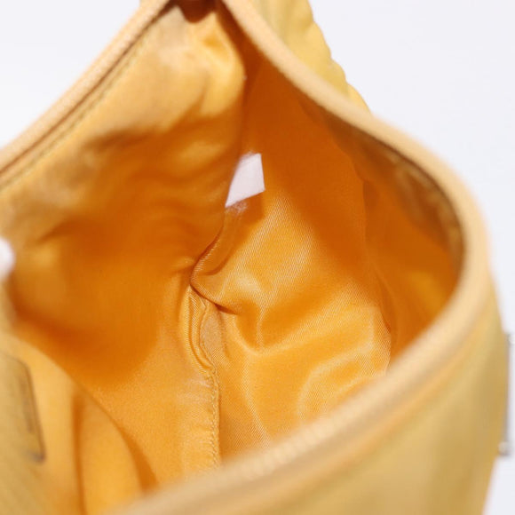 PRADA Hand Pouch Nylon Yellow Silver Auth 197846