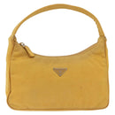 PRADA Hand Pouch Nylon Yellow Silver Auth 197846-13