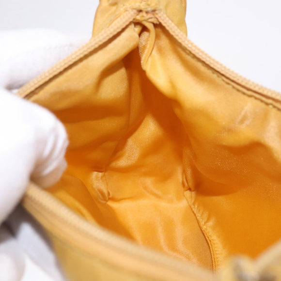 PRADA Hand Pouch Nylon Yellow Silver Auth 197846