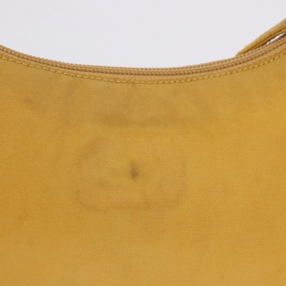 PRADA Hand Pouch Nylon Yellow Silver Auth 197846