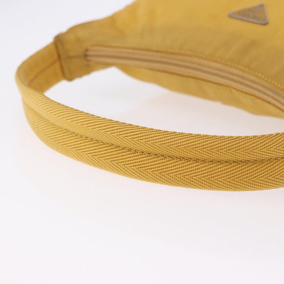 PRADA Hand Pouch Nylon Yellow Silver Auth 197846