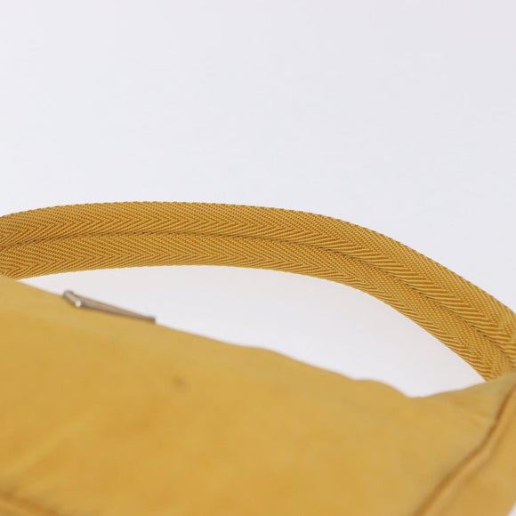 PRADA Hand Pouch Nylon Yellow Silver Auth 197846