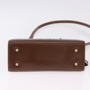 GUCCI Hand Bag Leather 2way Brown Gold 000 2110 Auth 197847V-11