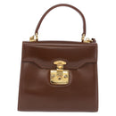 GUCCI Hand Bag Leather 2way Brown Gold 000 2110 Auth 197847V-2