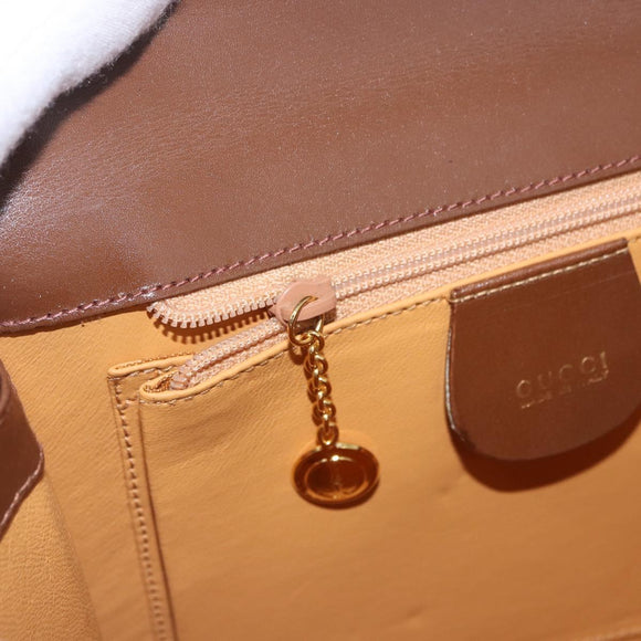 GUCCI Hand Bag Leather 2way Brown Gold 000 2110 Auth 197847V