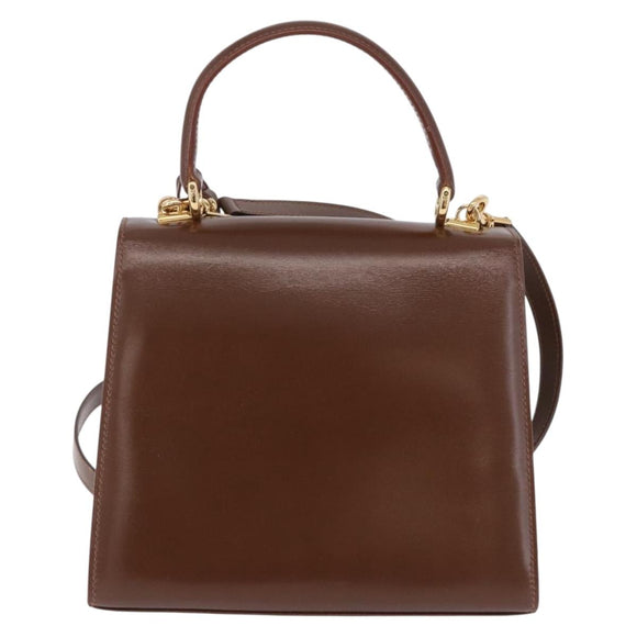 GUCCI Hand Bag Leather 2way Brown Gold 000 2110 Auth 197847V
