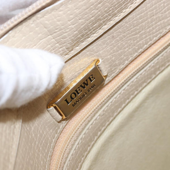 LOEWE Shoulder Bag Leather Ivory Gold Auth 197848
