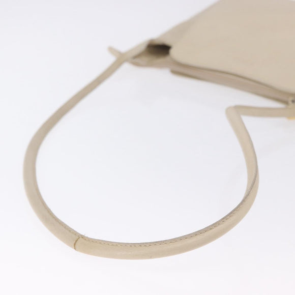 LOEWE Shoulder Bag Leather Ivory Gold Auth 197848