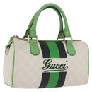 GUCCI GG Supreme Sherry Line Boston Bag PVC White Gold 190257 Auth 197849A-1
