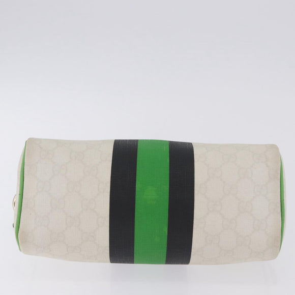 GUCCI GG Supreme Sherry Line Boston Bag PVC White Gold 190257 Auth 197849A