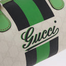 GUCCI GG Supreme Sherry Line Boston Bag PVC White Gold 190257 Auth 197849A-18