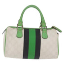 GUCCI GG Supreme Sherry Line Boston Bag PVC White Gold 190257 Auth 197849A-2