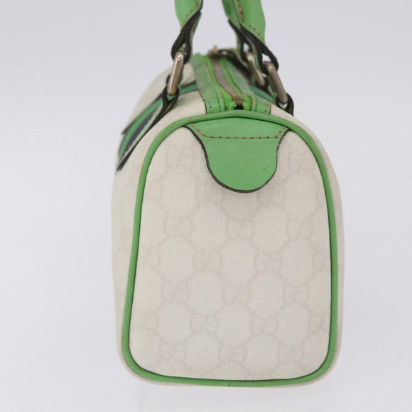 GUCCI GG Supreme Sherry Line Boston Bag PVC White Gold 190257 Auth 197849A