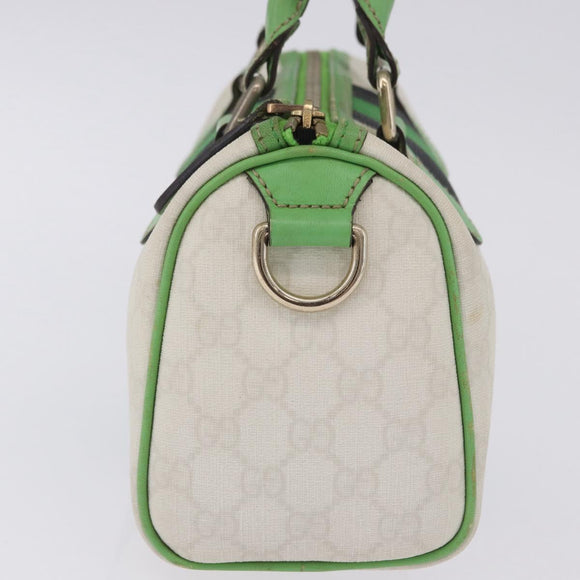 GUCCI GG Supreme Sherry Line Boston Bag PVC White Gold 190257 Auth 197849A