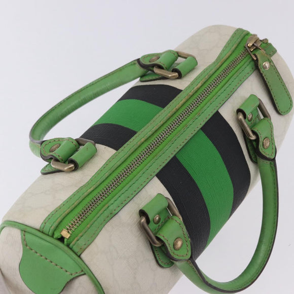 GUCCI GG Supreme Sherry Line Boston Bag PVC White Gold 190257 Auth 197849A