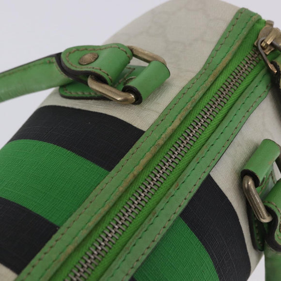 GUCCI GG Supreme Sherry Line Boston Bag PVC White Gold 190257 Auth 197849A