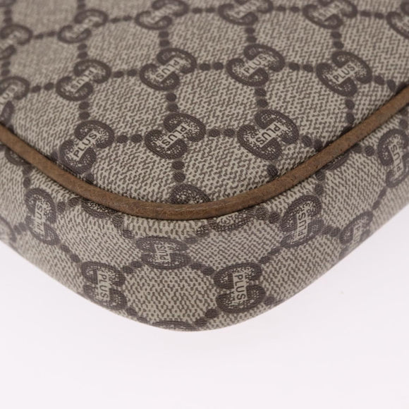 GUCCI GG Plus Supreme Shoulder Bag PVC Beige Gold Auth 197850