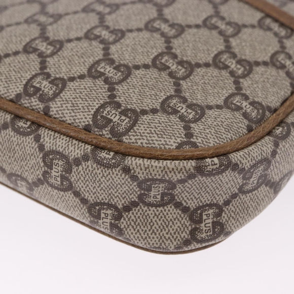 GUCCI GG Plus Supreme Shoulder Bag PVC Beige Gold Auth 197850