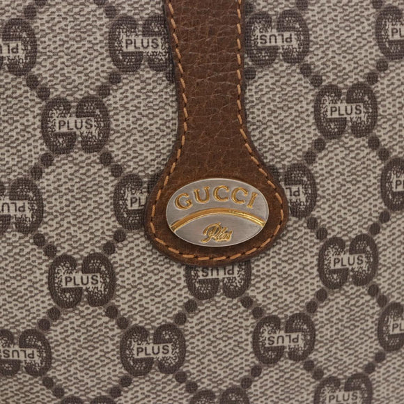 GUCCI GG Plus Supreme Shoulder Bag PVC Beige Gold Auth 197850