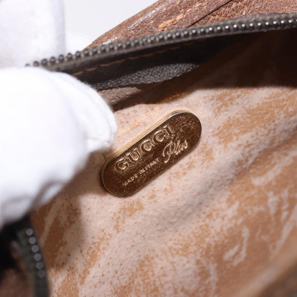 GUCCI GG Plus Supreme Shoulder Bag PVC Beige Gold Auth 197850