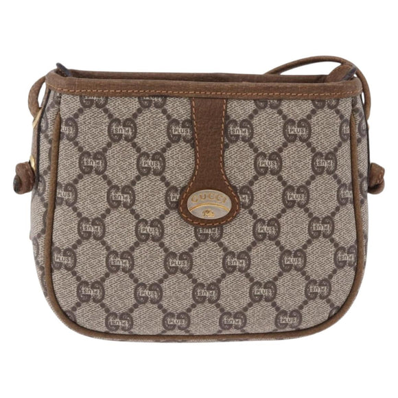 GUCCI GG Plus Supreme Shoulder Bag PVC Beige Gold Auth 197850
