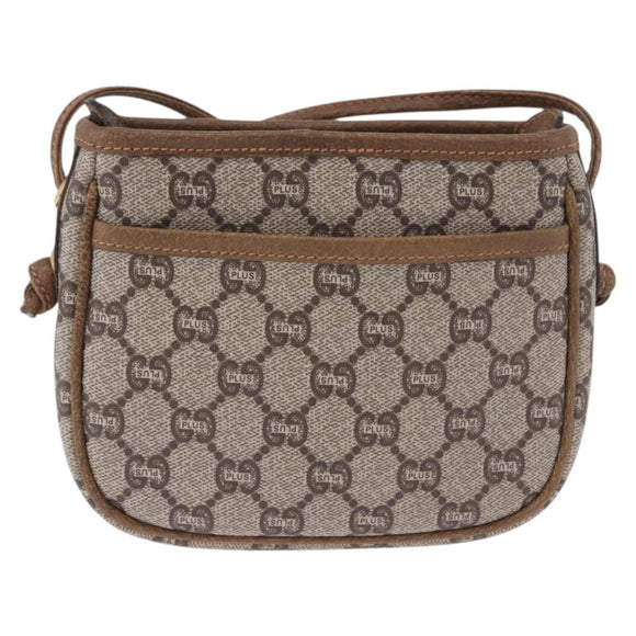 GUCCI GG Plus Supreme Shoulder Bag PVC Beige Gold Auth 197850